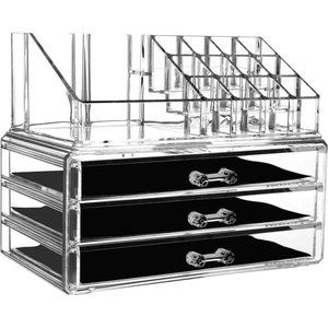 Makeup Organizer Skin Care Large Clear Cosmetic Display Cases Stackable Storage